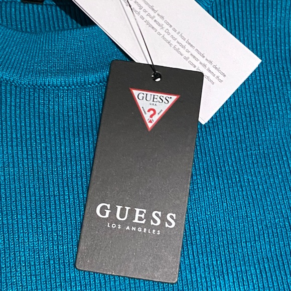Guess cutout bodycon rib sleeveless dress size XS teal blue cocktail club - Picture 12 of 16
